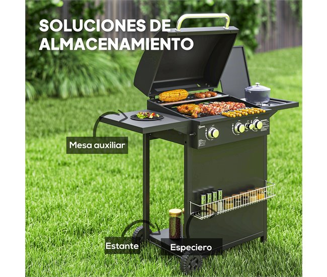 Barbecue a Gás Aço e ABS Outsunny Preto