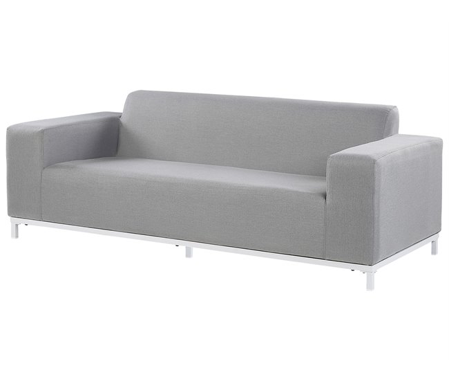 Beliani Conjunto lounge Poliéster ROVIGO Cinza Claro