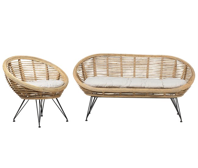 Beliani Conjunto lounge Rattan/vime MARATEA Natural