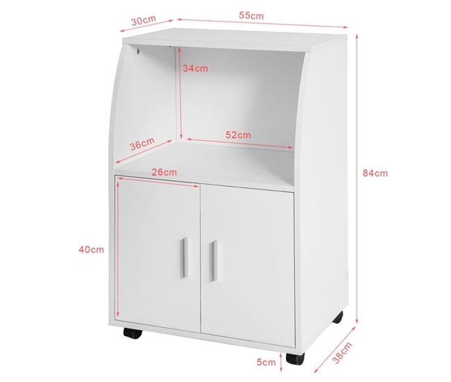 Aparador de cozinha baixo para microondas FRG241-W SoBuy Branco