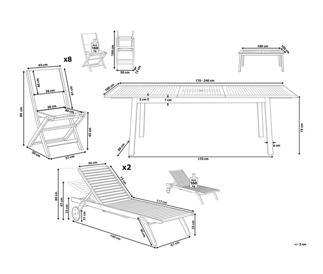 Beliani Conjunto de comedor CESANA Castanho