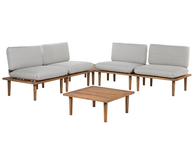 Beliani Conjunto de jardín Madera de acacia con certificado FSC® FRASCATI Cinza Claro