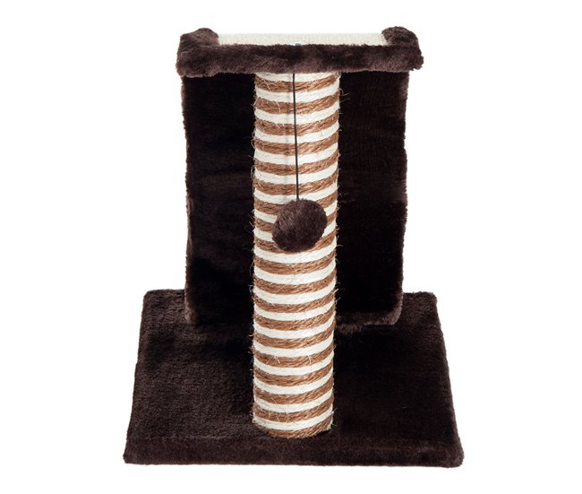 Arranhador para Gatos Aglomerado de Madeira, Pelúcia e Sisal Castanho