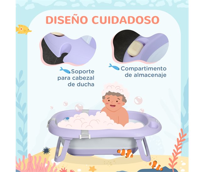 Banheira para Bebé PP, TPE, espuma PS e poliéster ZONEKIZ Roxo