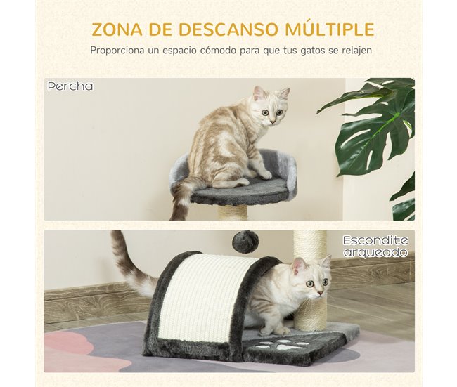 Arranhador para Gatos Aglomerado de Madeira, Pelúcia e Sisal Cinza