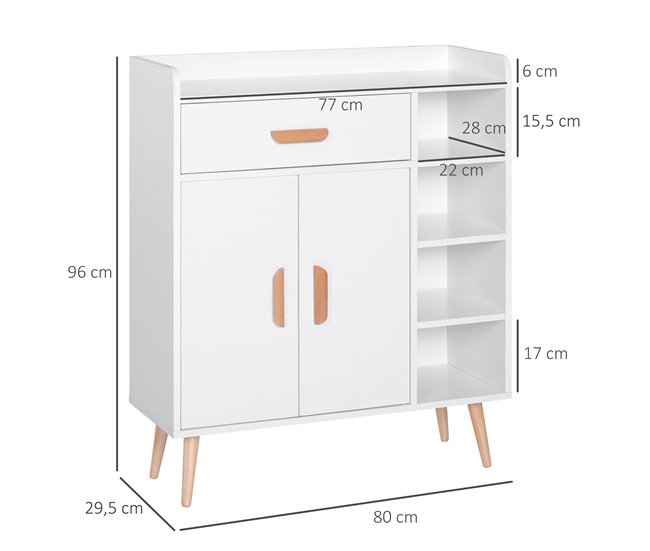 Armário Particle Board HOMCOM, casa - móveis de armazenamento 80 Branco