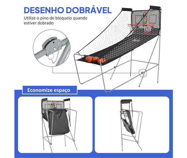 Conjunto Tabelas de Basquetebol Aço, tela Oxford, MDF HOMCOM Multicor