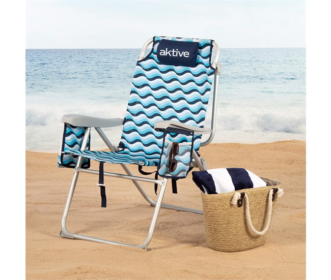Aktive Pacote com 2 cadeiras de praia dobráveis Aruba 5 posições Azul