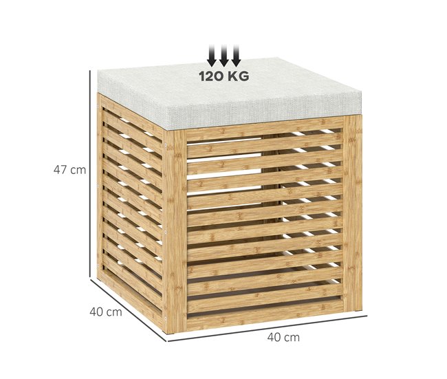 Banco com Arrumação Poliéster, Bambu e MDF HOMCOM, casa - quarto Castanho