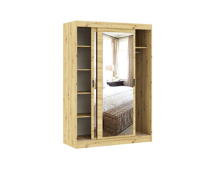 Roupeiro TOUCH II portas deslizantes com espelho 150x215cm Carvalho