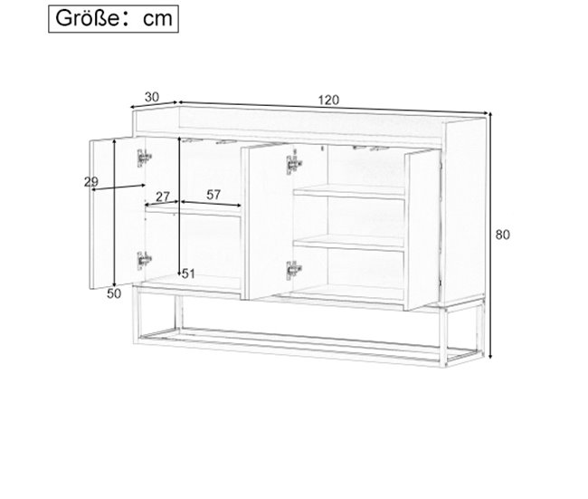 Aparador, portas, móveis de sala de jantar, sala de jantar 120 Preto