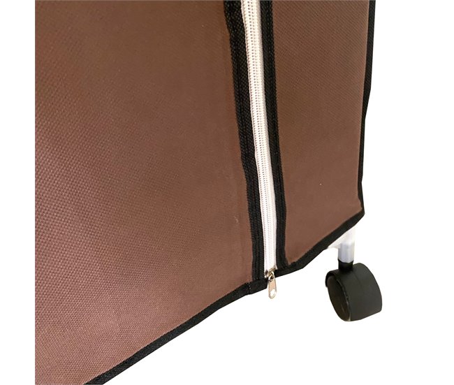 Armário de tecido com portas e rodas com zíper Nyana Home 125 Castanho