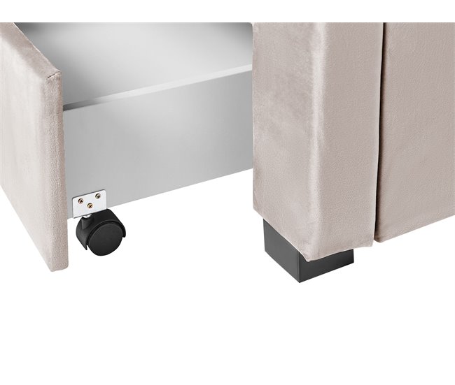 Beliani Cama com armazenamento Veludo LIEVIN 185x217 Bege