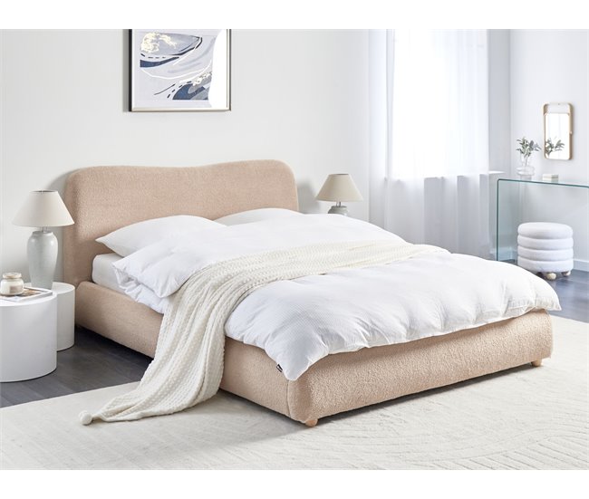 Beliani Cama baú Bouclé BLAGNAC 180x228 Bege
