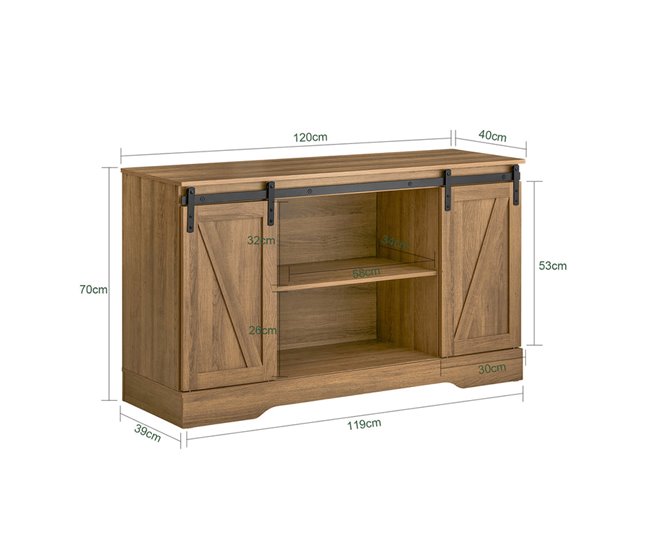 Aparador com porta de correr FSB60-BR SoBuy 120 Castanho