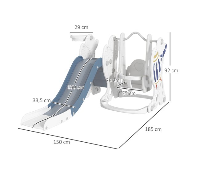 Conjunto de Escorrega e Baloiço PE, PP AIYAPLAY Azul
