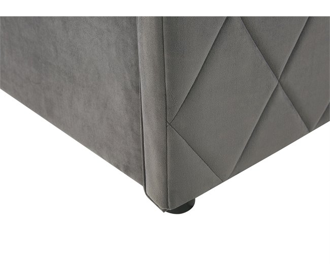 Beliani Cama con almacenaje Terciopelo ROCHEFORT 150x214 Cinza