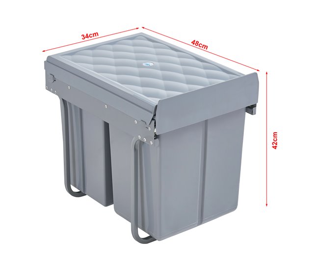 Caixote do lixo extraível Froland capacidade 2 x 10 L + 1 x 20 L Cinza