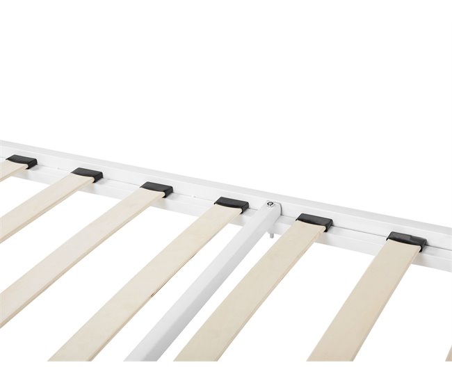 Beliani Cama com estrado Metal CUSSET 167x209 Branco