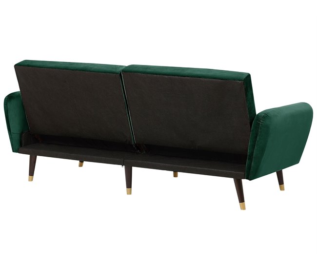 Beliani Sofá-cama Veludo VIMMERBY Azul Claro