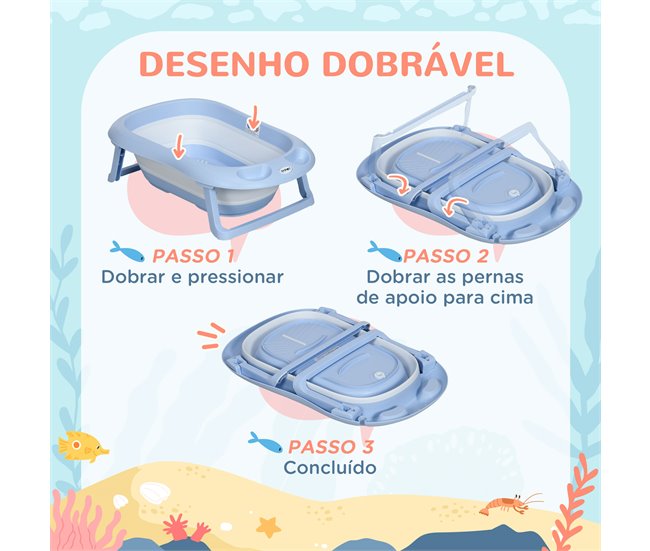 Banheira de Bebé PP, TPE, espuma PS e Poliéster ZONEKIZ Azul
