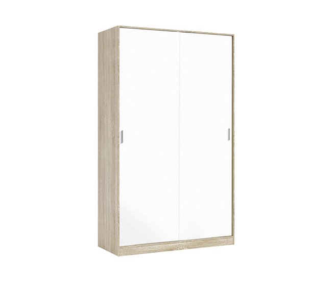 Armário 2 portas com efeito madeira 120 Branco
