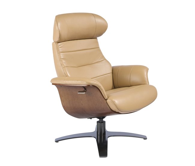 ANGEL CERDA Poltrona giratório reclinável em pele cor de areia Cinza