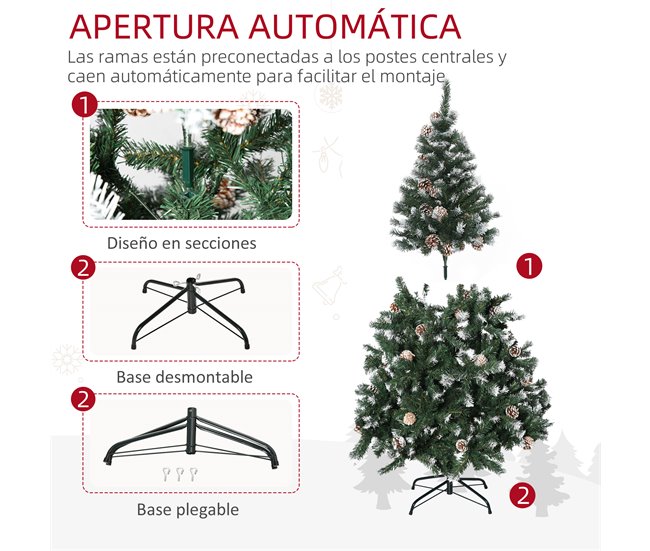Árvore de Natal Artificial 180cm PVC HOMCOM, casa - natal Verde