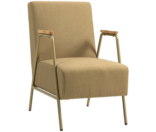 Poltrona Individual poliéster, espuma, aço, painel multicamadas Castanho