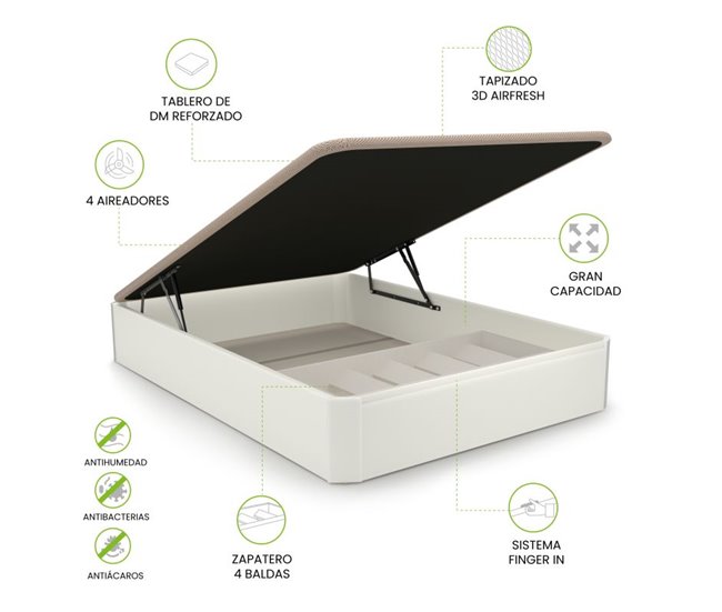 Sommier rebatível Luxury Plus 3D 135x190 Branco