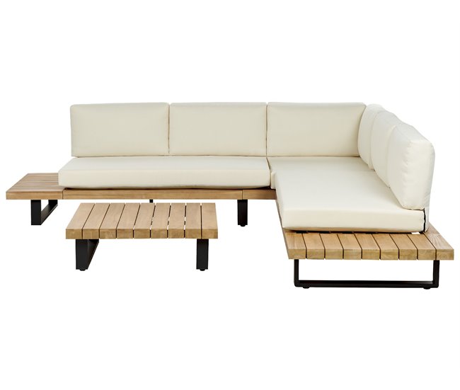 Beliani Conjunto lounge MYKONOS Branco/ Bege