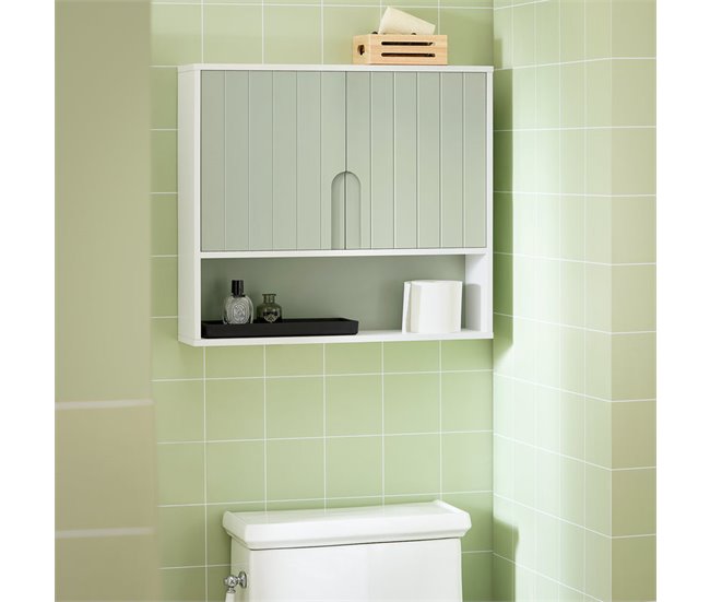 Armário de parede para casa de banho BZR140-GR SoBuy Verde