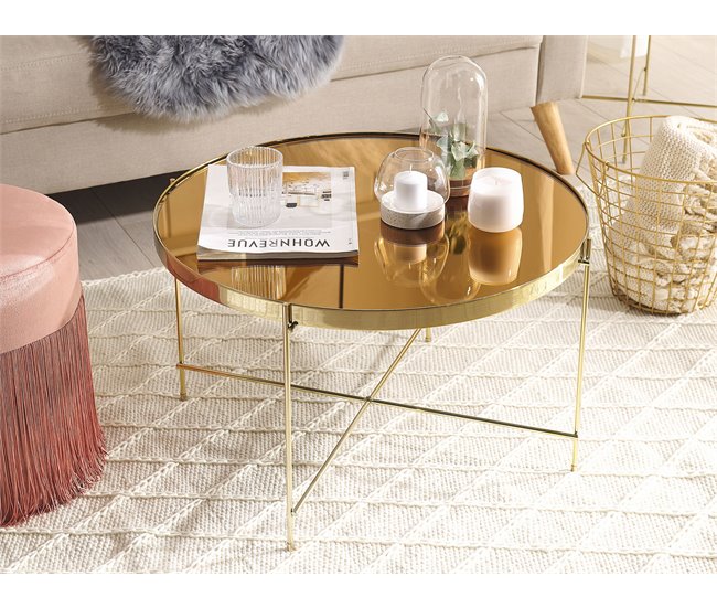 Beliani Mesa de apoio LUCEA 63x63 Dourado