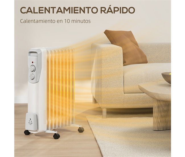 Aquecedor a Óleo Aço e Plástico HOMCOM Branco