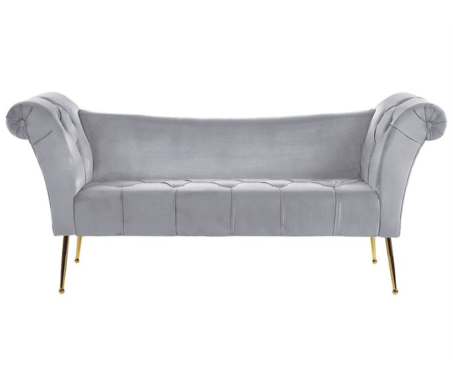 Beliani Chaise longue Terciopelo NANTILLY Azul Marino