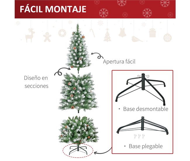 Árvore de Natal PVC, Aço HOMCOM, casa - natal Verde
