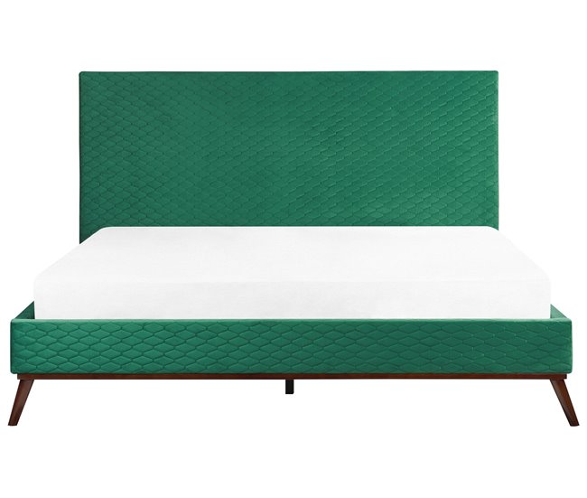 Beliani Cama com estrado Veludo BAYONNE 191x212 Verde