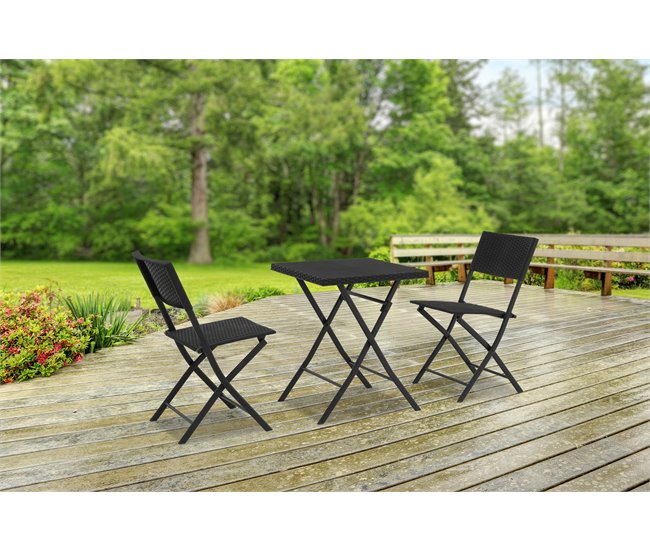 Set de jardim com mesa e 2 cadeiras KORA cinzento Cinza