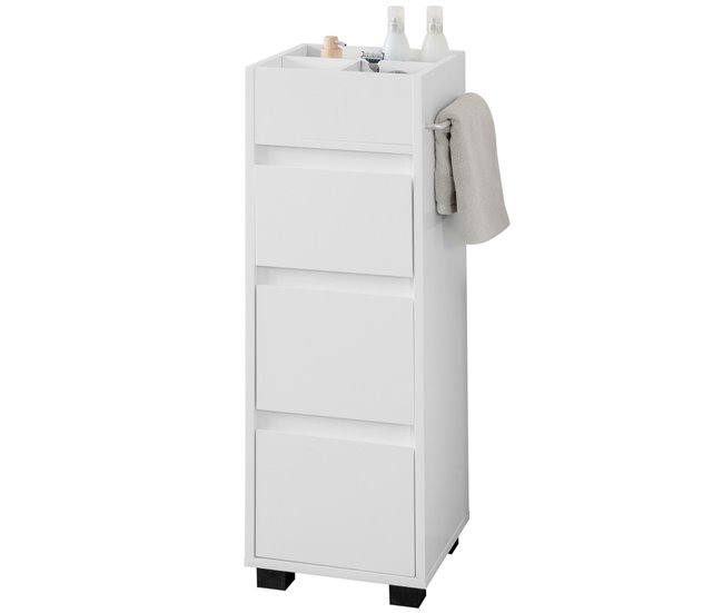 Armário de casa de banho auxiliar com 3 gavetas BZR29-W SoBuy Branco