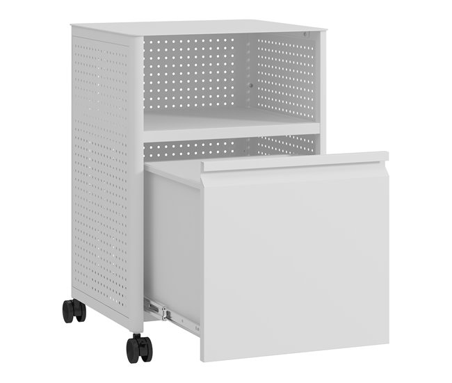 Armário de arquivo com rodízios Velvevn 1 gaveta aço [en.casa] Branco