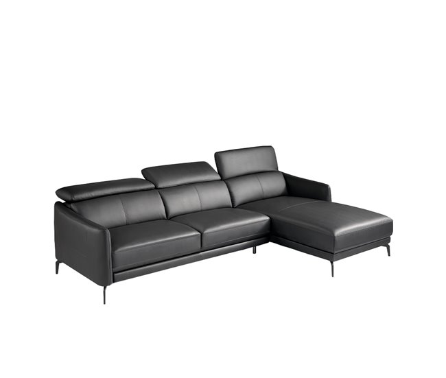 ANGEL CERDA Sofá chaise longue em pele de vaca Preto