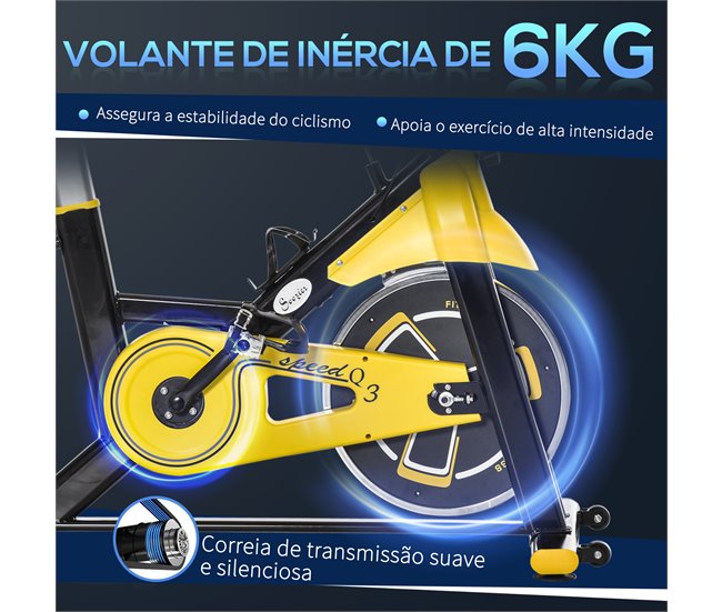 Bicicleta Estática Aço e ABS HOMCOM Preto/ amarelo