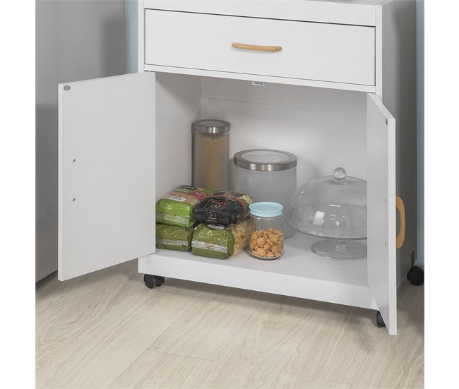 Aparador para microondas com 2 portas e 1 gaveta FSB12-W SoBuy Branco