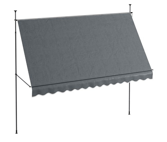 Toldo Manual Retrátil Alumínio, Metal e Poliéster Outsunny Cinza