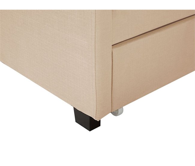 Beliani Cama com armazenamento Poliéster MONTPELLIER 187x213 Bege