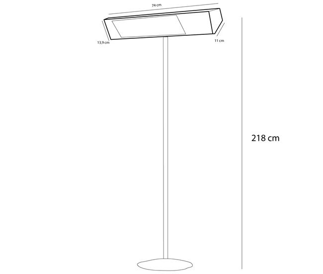CALDO IRA INOX PALO Sined Aquecedor de infravermelhos de exterior com kit completo de postes 2000W, Cinzento Cinza