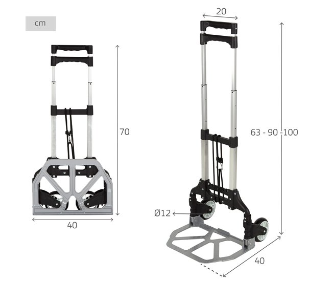Aktive Carrinho multiuso extensível Preto