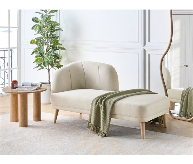 Beliani Chaise longue à esquerda Poliéster TANLAY Bege