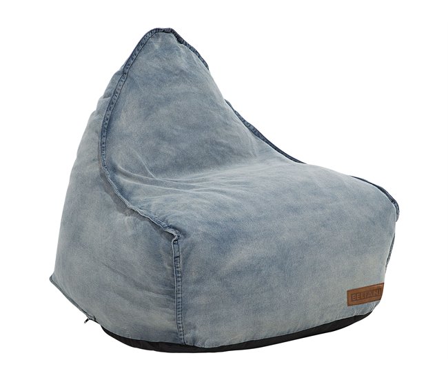 Beliani Pufe DROP LINEN Azul Claro