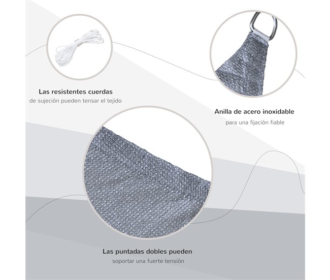 Vela de Sombra Retangular HDPE Outsunny Cinza